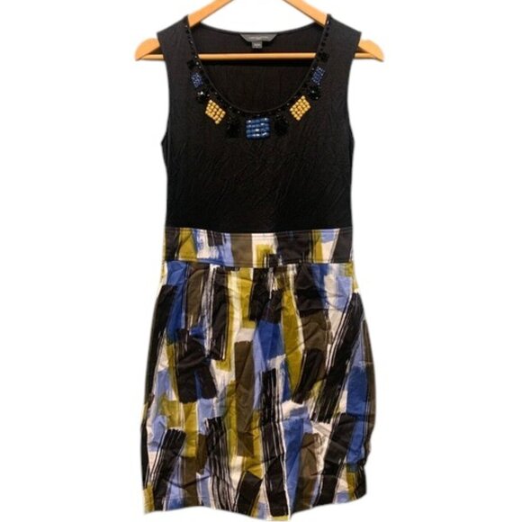 Chriss Della Moda Dress Women’s Black Multicolor Beaded Print Sleeveless Party L - Picture 1 of 8